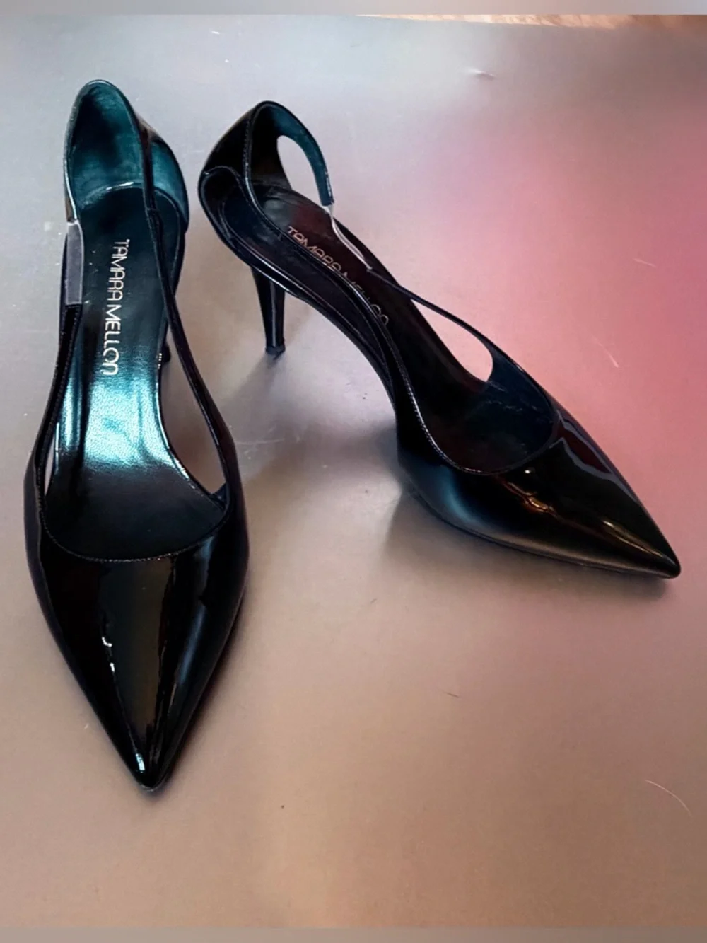 Tamara Mellon Black Patent Pointed Slingback Pumps 37.5 - Picture 2 of 7